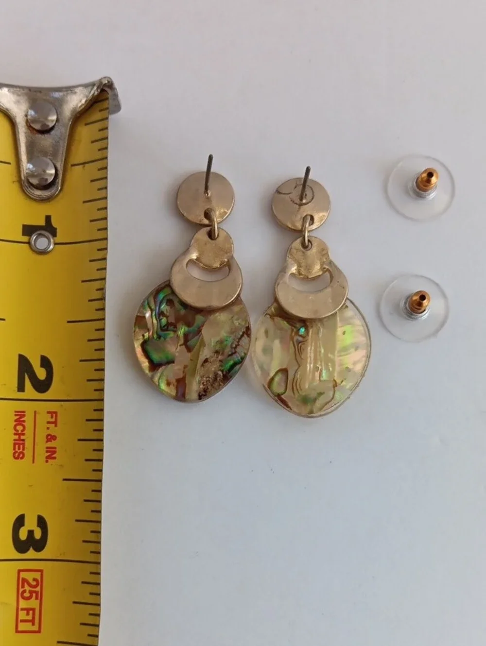 lonna & lilly Boho Gold Tone Iridescent Abalone Shell Disc Drop Earrings NWT